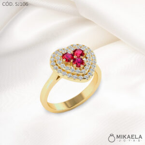 Sortija Corazón Strass con 3 Piedras